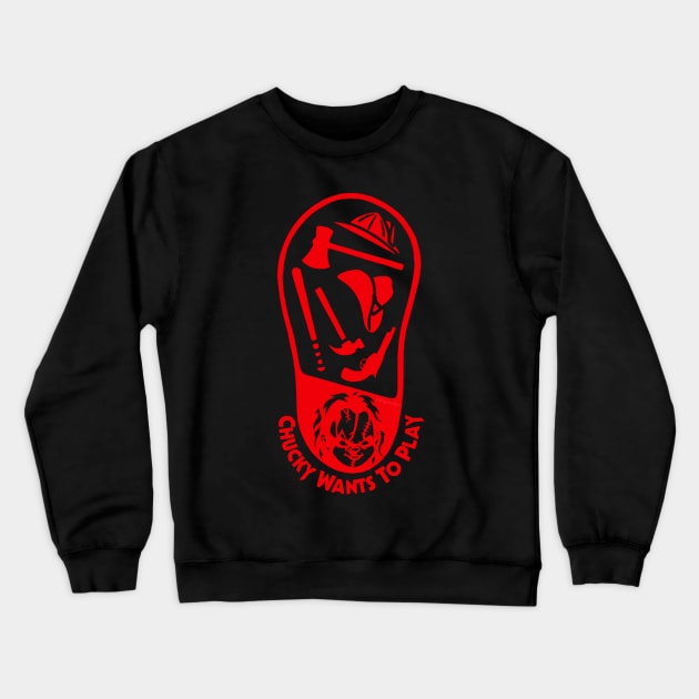 Chucky Wants To Play Shoeprint Red Crewneck Sweatshirt by LopGraphiX